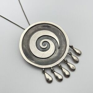 Vintage Sterling Taxco Mexico Miguel‎ Garcia Martinez VJC Swirl Pendant Brooch